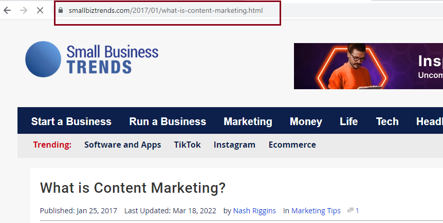 Ejemplo de pequeñas tendencias de biz