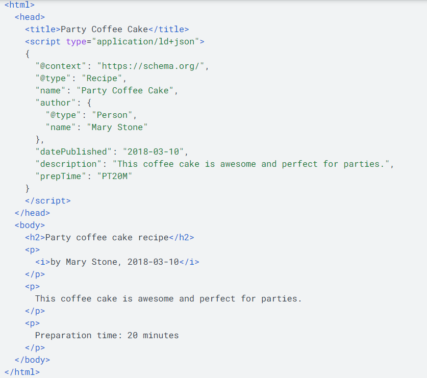 Berikut adalah contoh skrip json-ld untuk halaman resipi