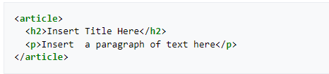 Plain HTML's article tag is a semantic marker that looks like this