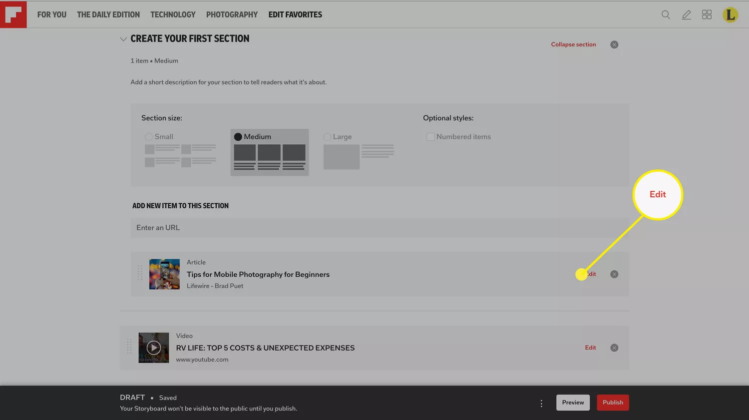 انقر فوق تحرير إلى يمين عنوان URL لتغيير اسمه أو وصفه. انقر على خيار حفظ عند الانتهاء