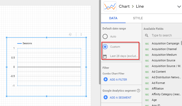 Scroll downwards to see the "Default date range" section and include the previous period date comparison