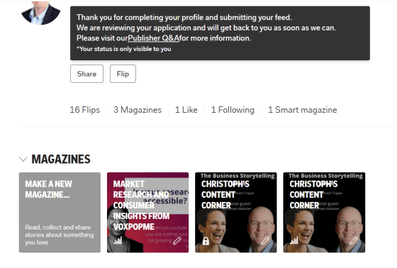 مجلات Flipboard على ملف تعريف واحد