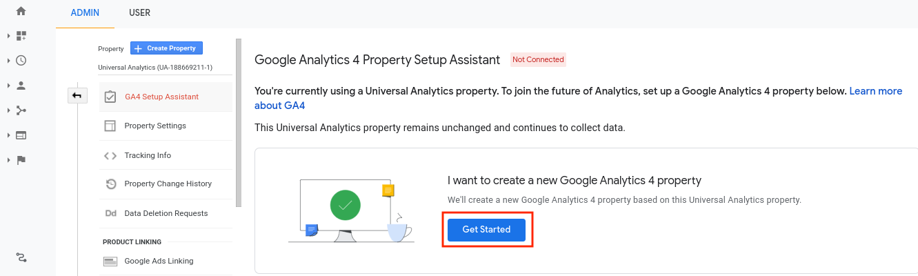 ابدأ زر البدء للمتابعة مع الإعداد