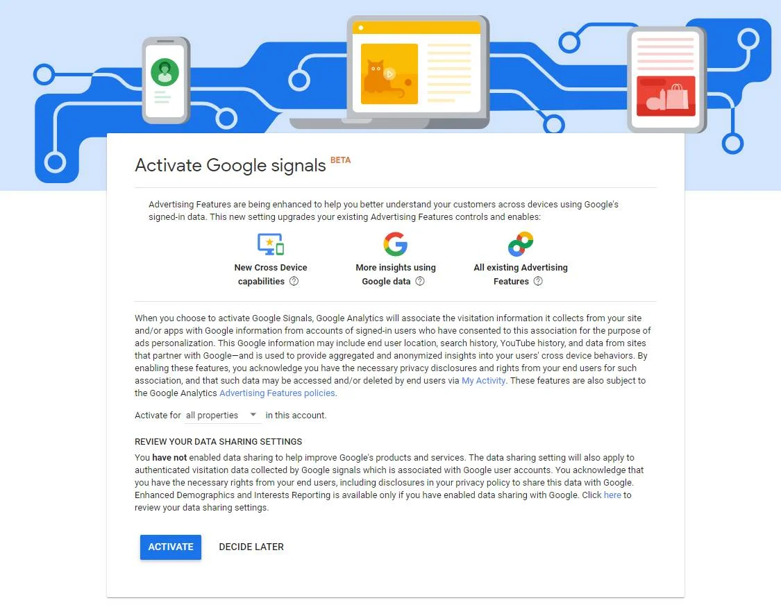 Activating Google Signals
