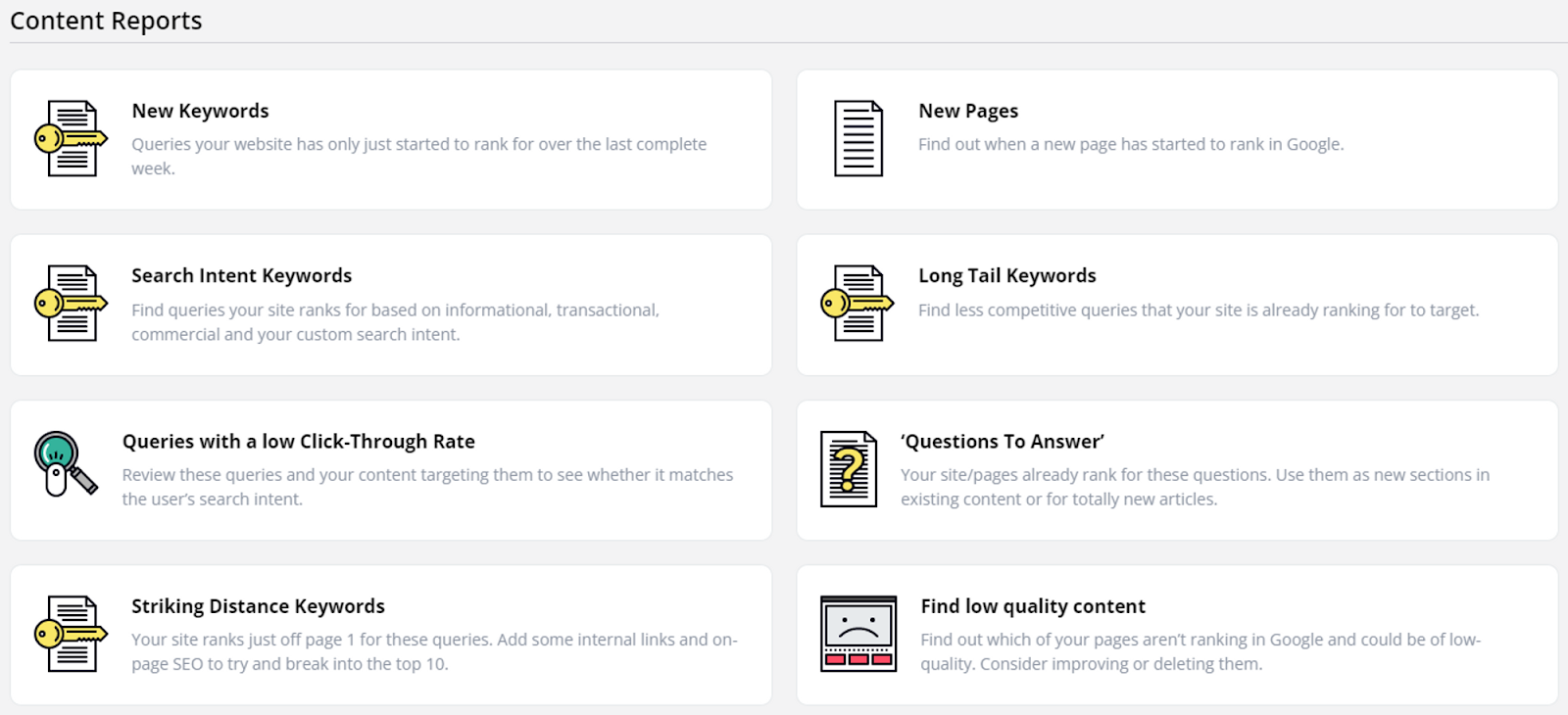 Mga Ulat sa Nilalaman