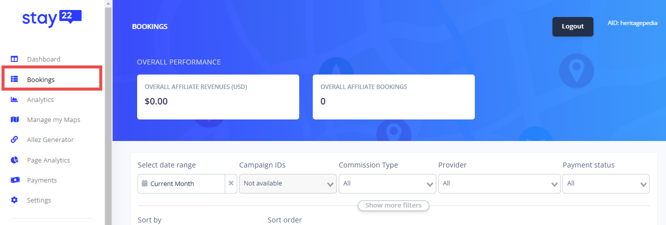 Embora a guia do painel forneça uma visão de nível superior das reservas, a guia Reservas permite que os editores examinem os números que importam.