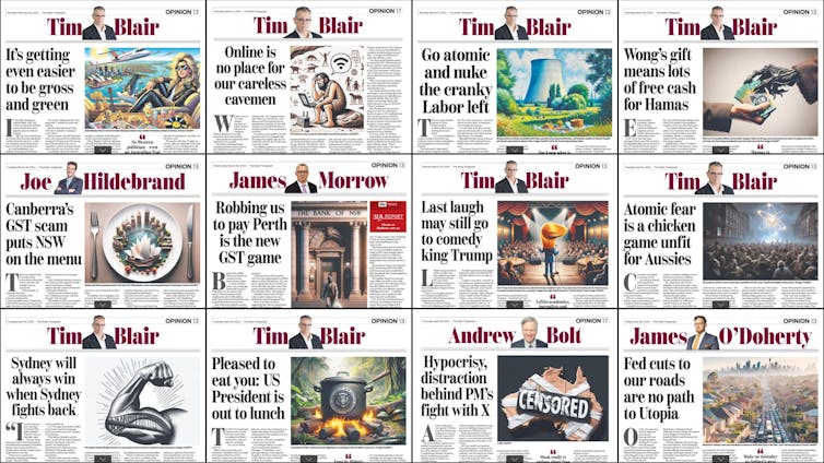 The Daily Telegraph frequently turns to generative AI to illustrate its opinion columns, sometimes generating more photorealistic illustrations and sometimes less photorealistic ones. T.J. Thomson