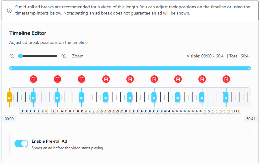 Intervalos de anúncios personalizados